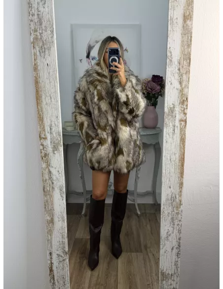 Abrigo Galán tonos beige y ocre