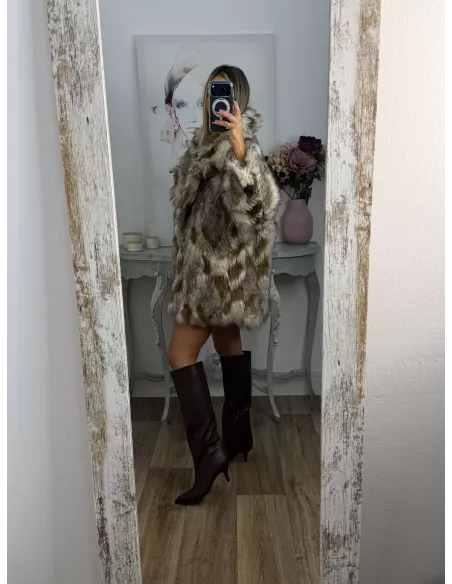 Abrigo Galán tonos beige y ocre