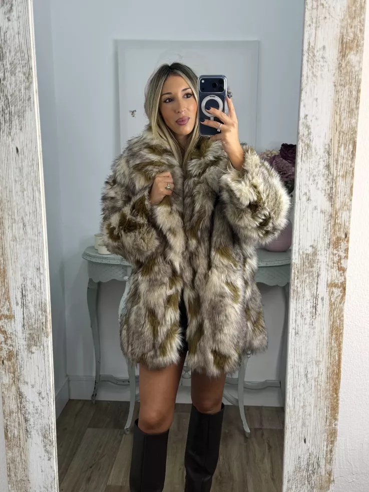 Abrigo Galán tonos beige y ocre