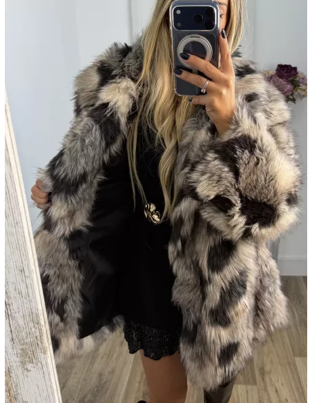 Abrigo Galán tonos beige y negro