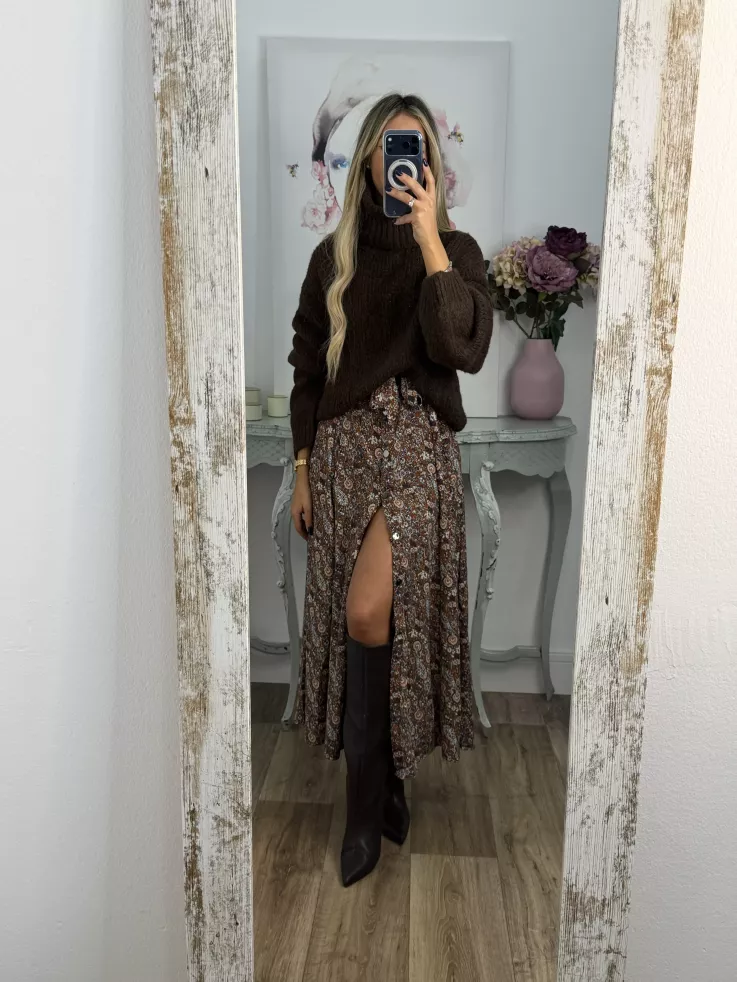 Vestido Lina camisero flores marrones