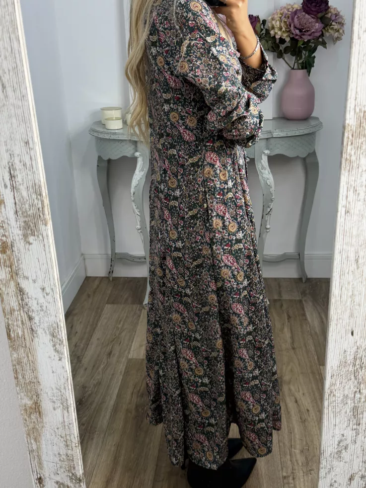 Vestido Lina camisero flores verde