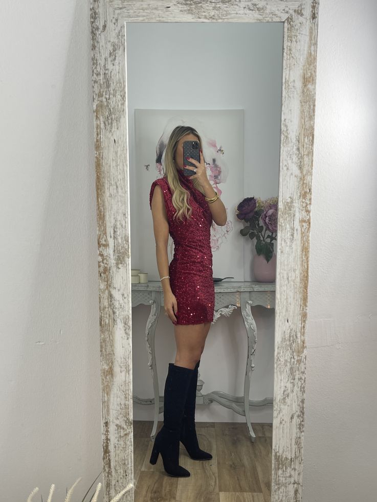 Vestido Claudia de lentejuelas rojo