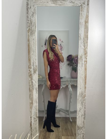 Vestido Claudia de lentejuelas rojo
