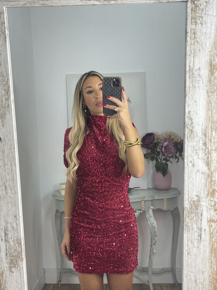 Vestido Claudia de lentejuelas rojo