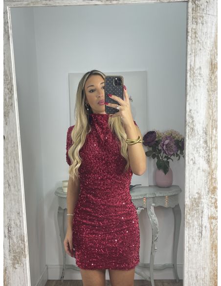 Vestido Claudia de lentejuelas rojo