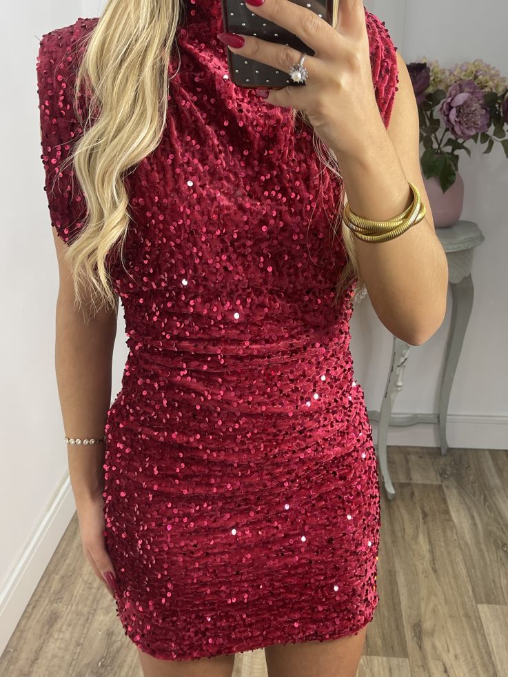 Vestido Claudia de lentejuelas rojo
