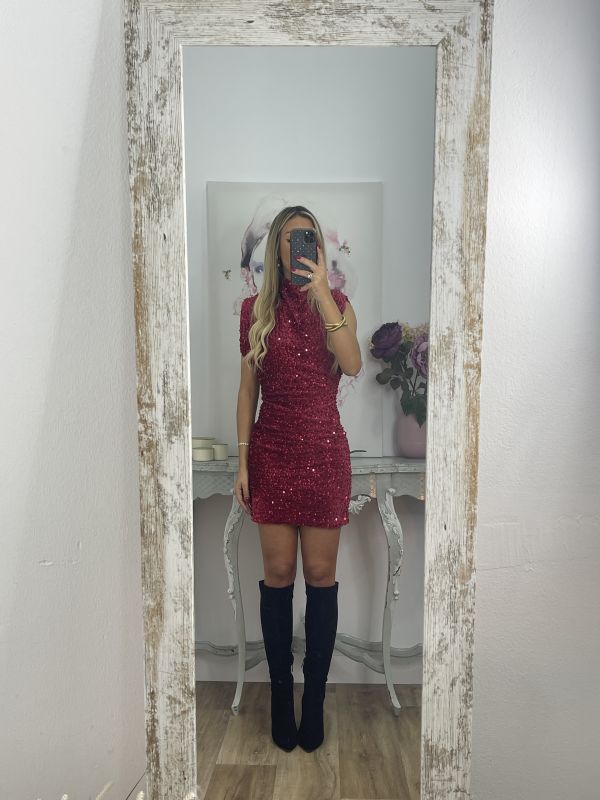 Vestido Claudia de lentejuelas rojo