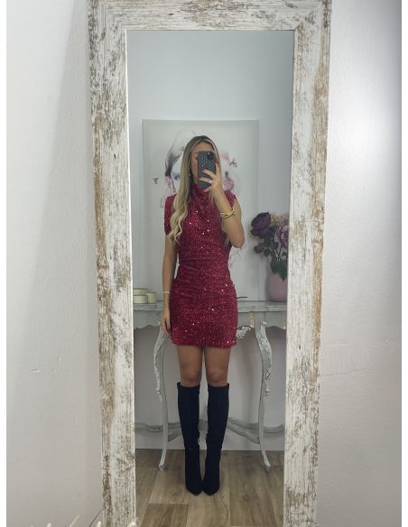 Vestido Claudia de lentejuelas rojo
