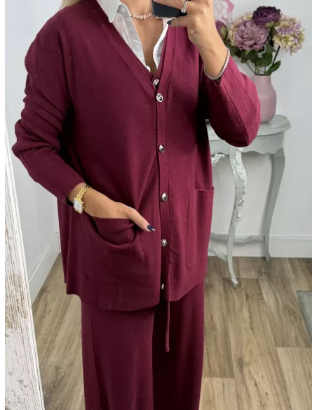 Conjunto tres piezas burdeos