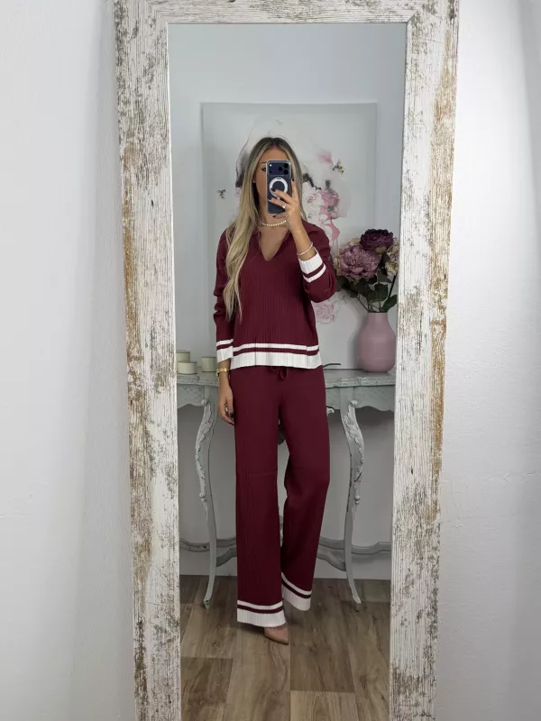 Conjunto Franja burdeos