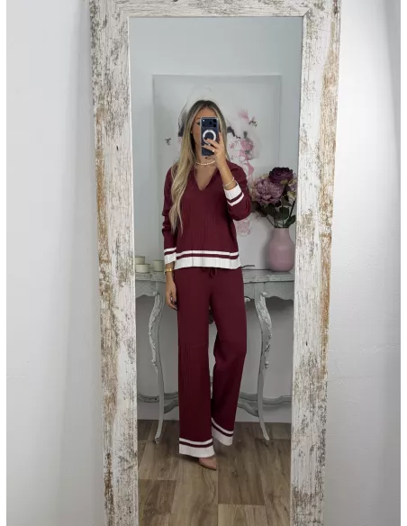 Conjunto Franja burdeos