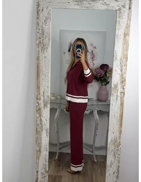 Conjunto Franja burdeos