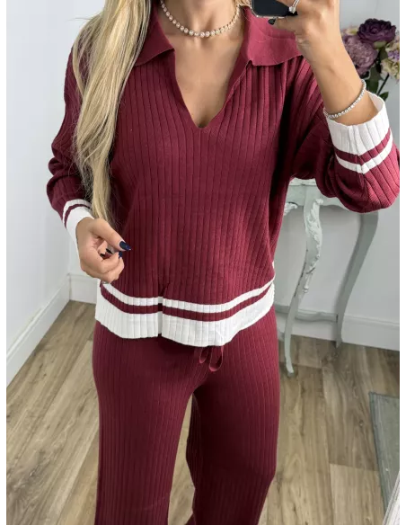 Conjunto Franja burdeos