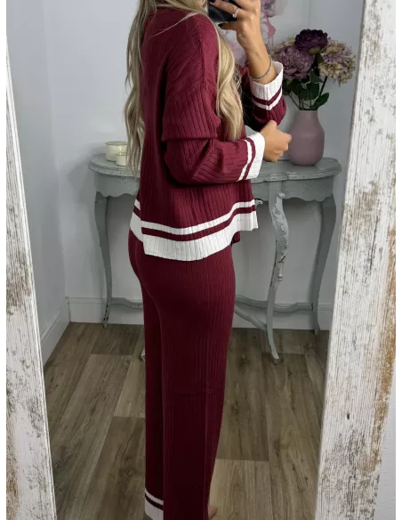 Conjunto Franja burdeos