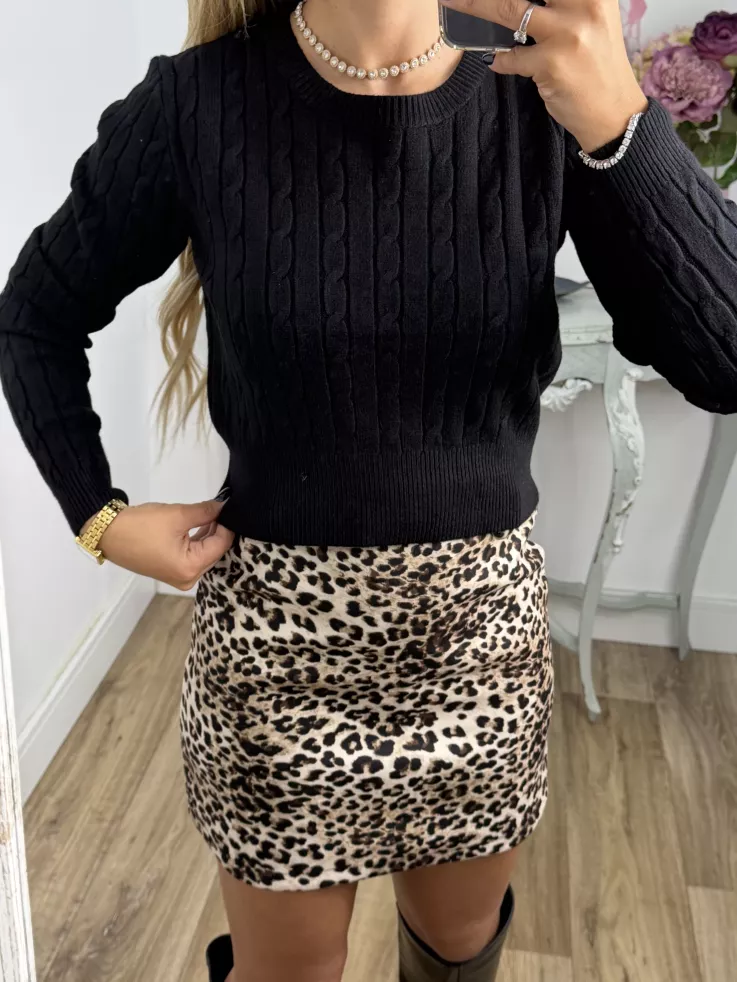 Jersey trenzado cuello a la caja negro