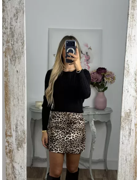 Jersey trenzado cuello a la caja negro