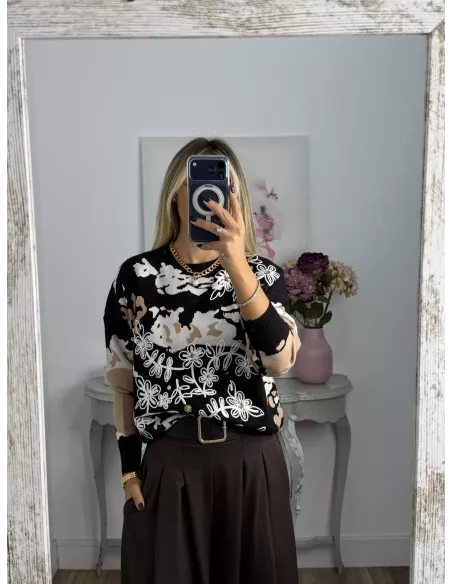 Jersey Dolce tono camel y negro