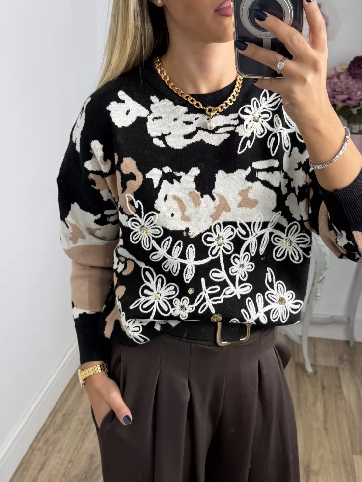 Jersey Dolce tono camel y negro