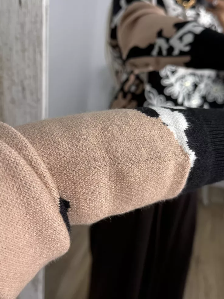 Jersey Dolce tono camel y negro