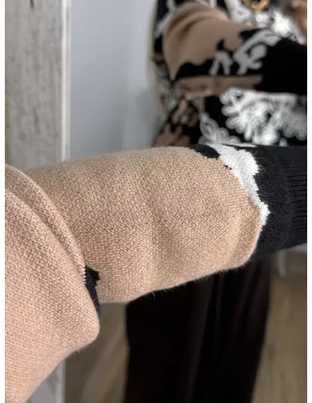 Jersey Dolce tono camel y negro