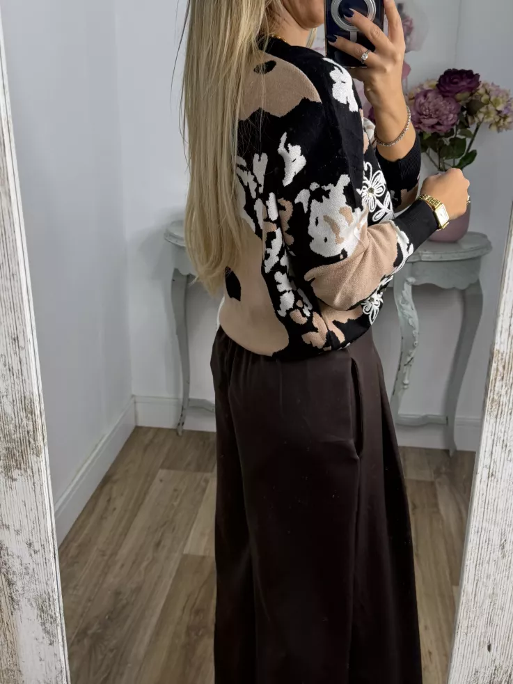 Jersey Dolce tono camel y negro