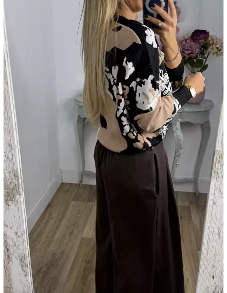Jersey Dolce tono camel y negro