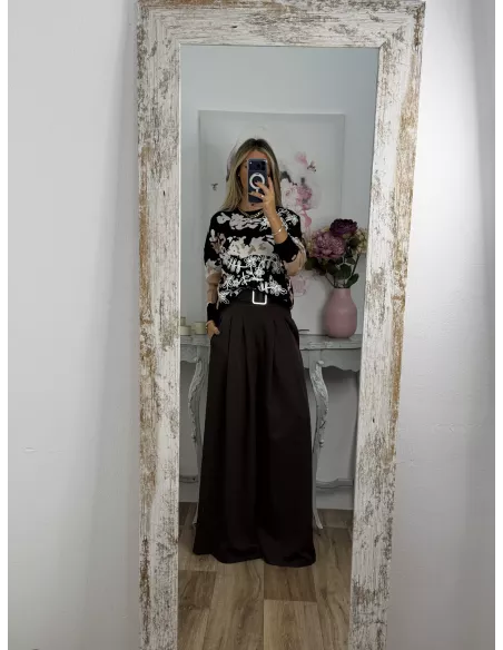 Jersey Dolce tono camel y negro