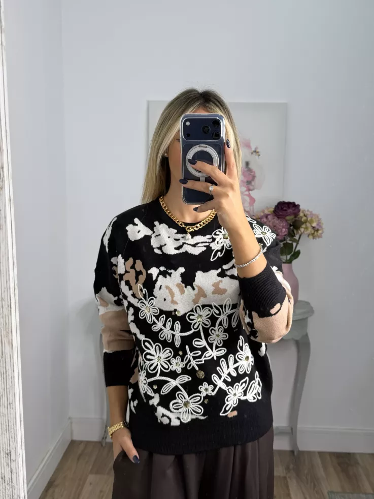 Jersey Dolce tono camel y negro