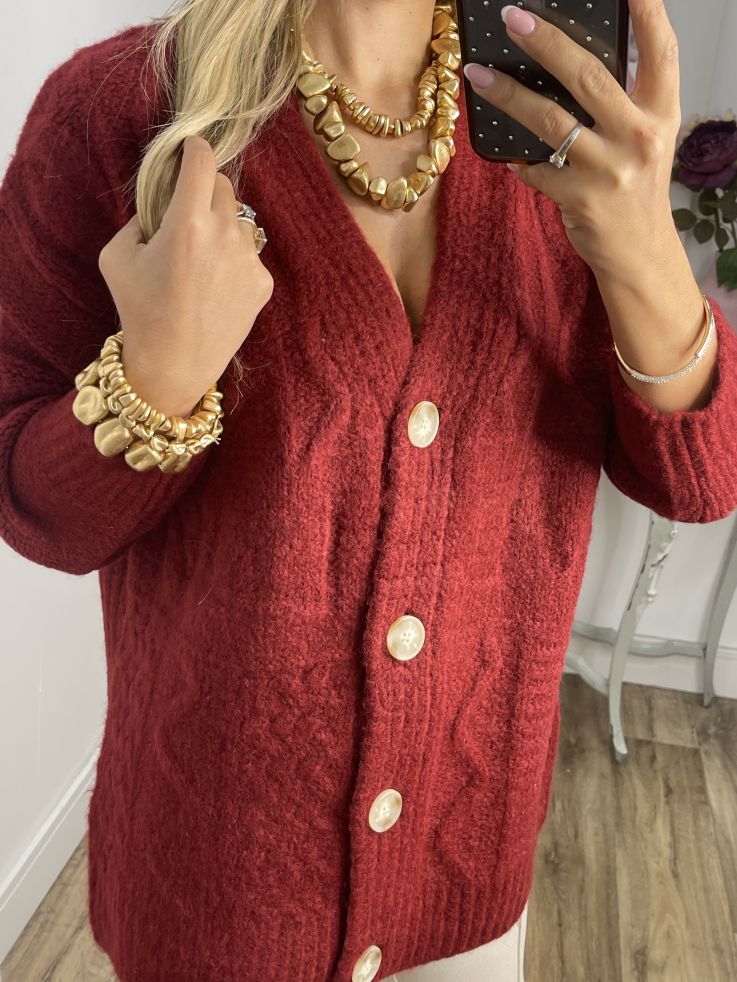 Cardigan Karen de punto burdeos