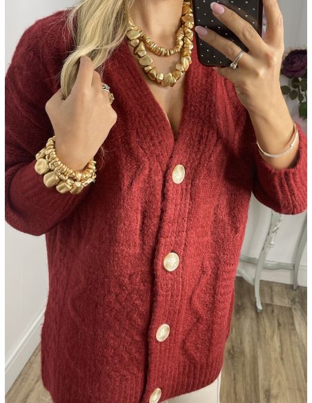 Cardigan Karen de punto burdeos