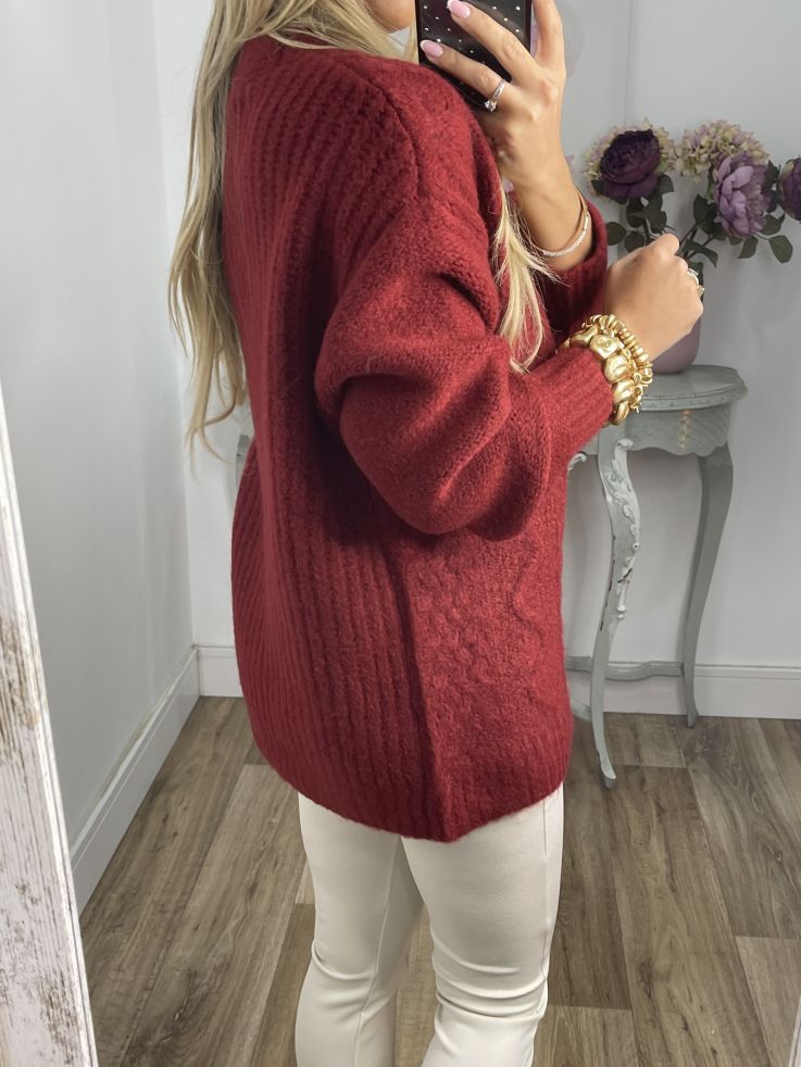 Cardigan Karen de punto burdeos