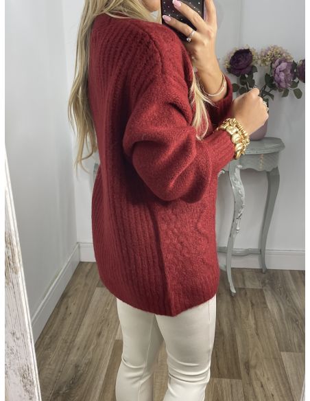 Cardigan Karen de punto burdeos