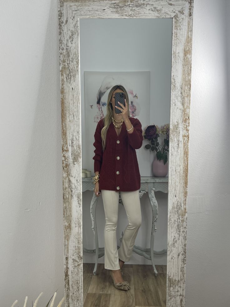 Cardigan Karen de punto burdeos
