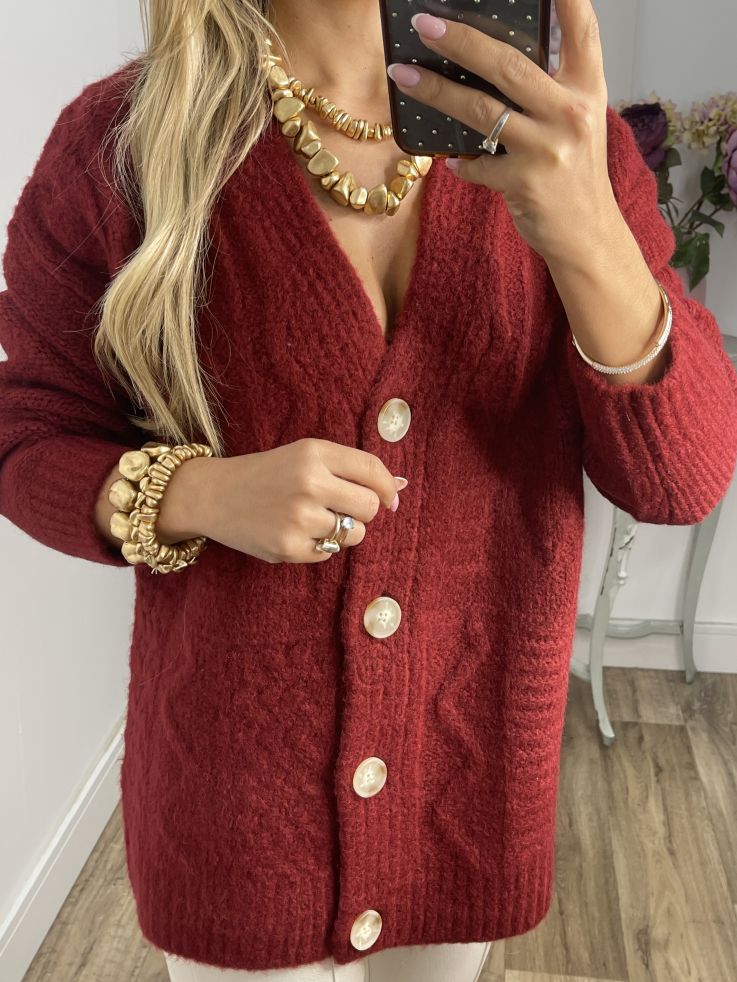 Cardigan Karen de punto burdeos