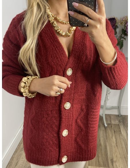Cardigan Karen de punto burdeos