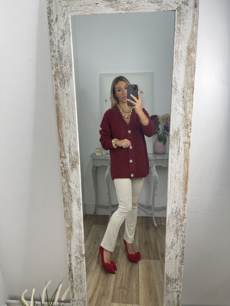 Cardigan Karen de punto burdeos