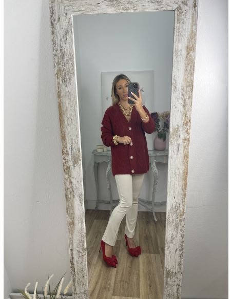 Cardigan Karen de punto burdeos