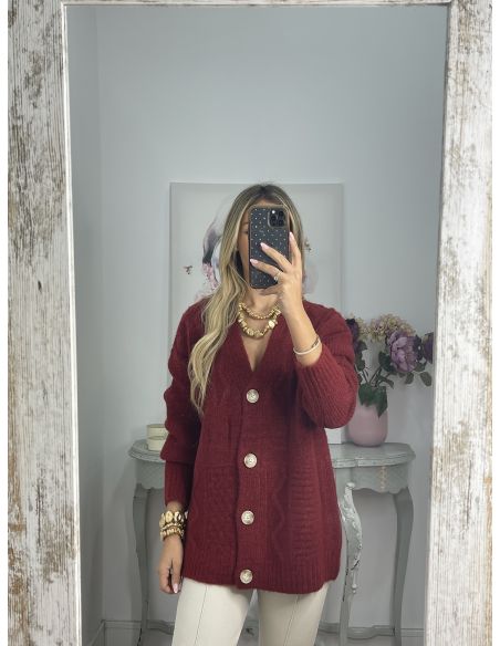 Cardigan Karen de punto burdeos