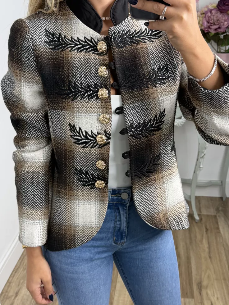 Chaqueta Dénia cuadros marrón