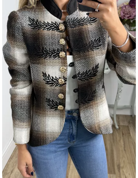 Chaqueta Dénia cuadros marrón