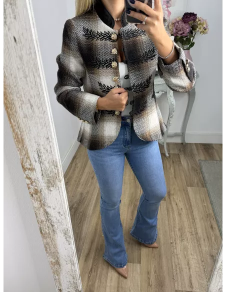 Chaqueta Dénia cuadros marrón