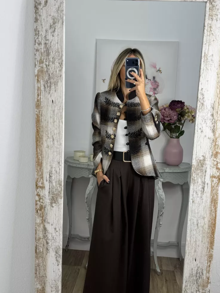 Chaqueta Dénia cuadros marrón