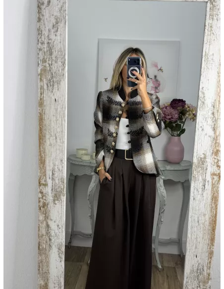 Chaqueta Dénia cuadros marrón