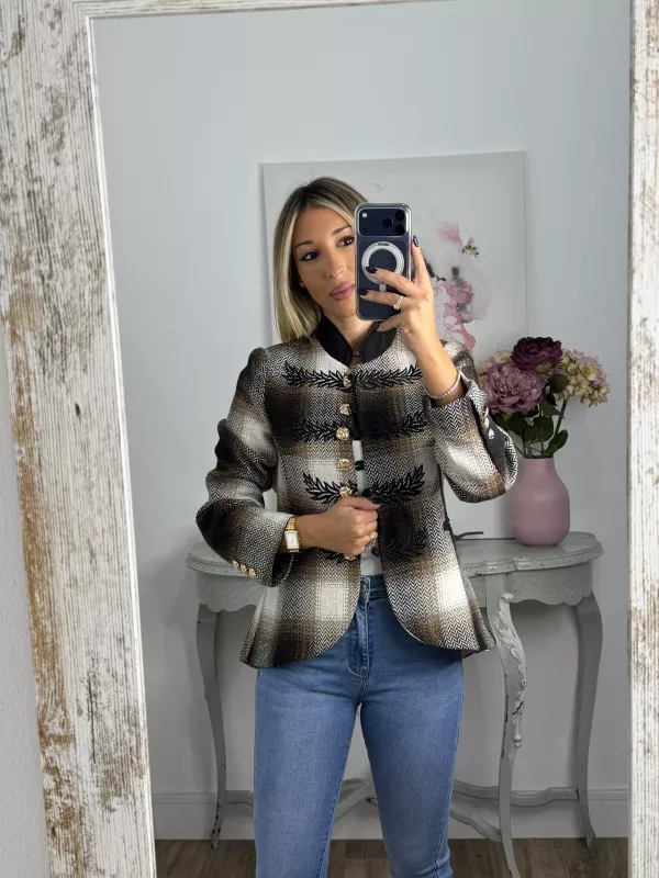 Chaqueta Dénia cuadros marrón