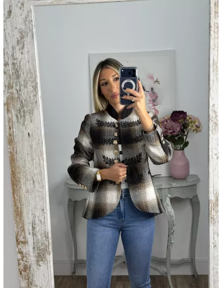 Chaqueta Dénia cuadros marrón