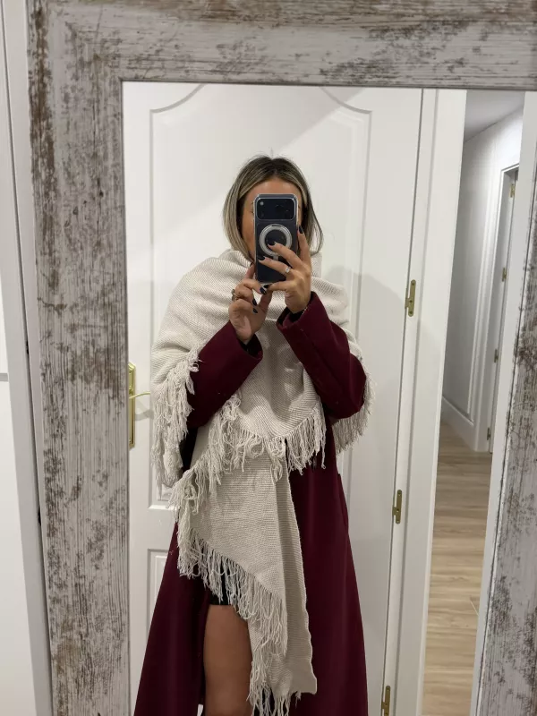 Chal punto flecos beige