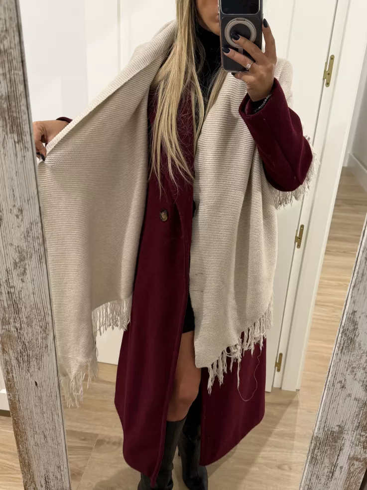 Chal punto flecos beige