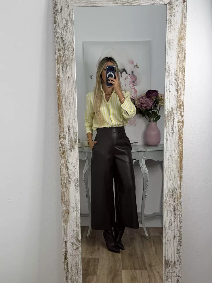 Pantalón culotte polipiel chocolate