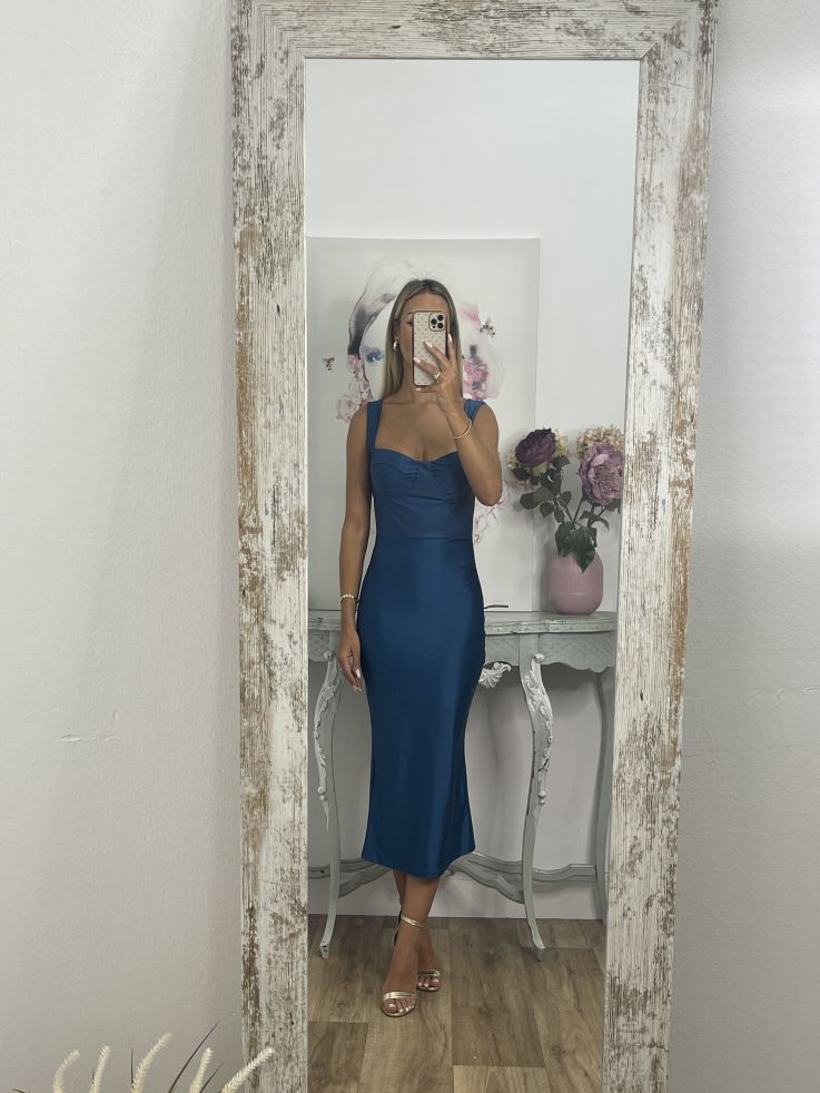 Vestido Antonella azul petróleo